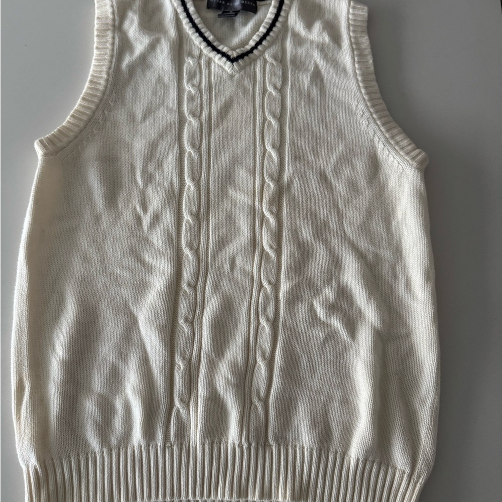 Oscar de la Renta Ivory V-Neck Sweater Vest